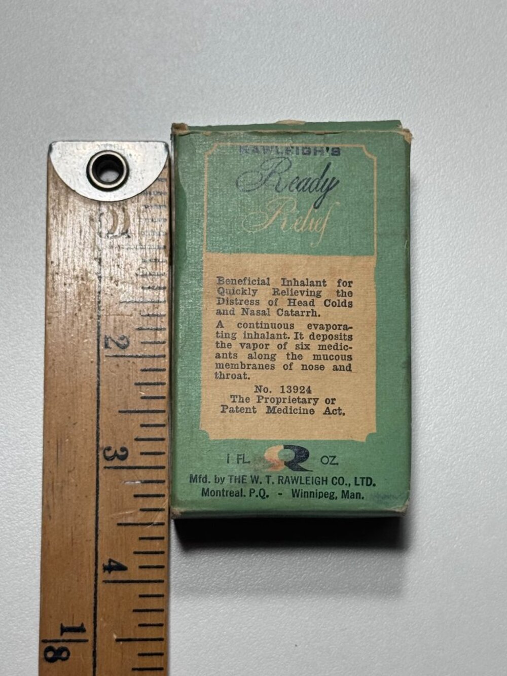 Vintage Rawleigh's Ready Relief Inhalant Bottle & Box 1940s Canada - Picture 3 of 12